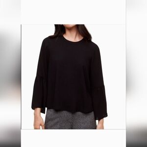 Aritzia Wilfred Laura Black Bell Sleeve Top